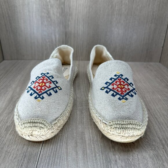 Soludos Embroidered Espadrilles Shoes Womens Sz 9 Slip-On Low Top Flat Off-White - Picture 4 of 12